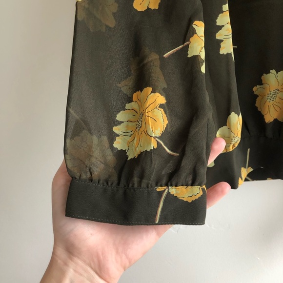 Madewell Effie Floral Green yellow top sz XS - Picture 3 of 12